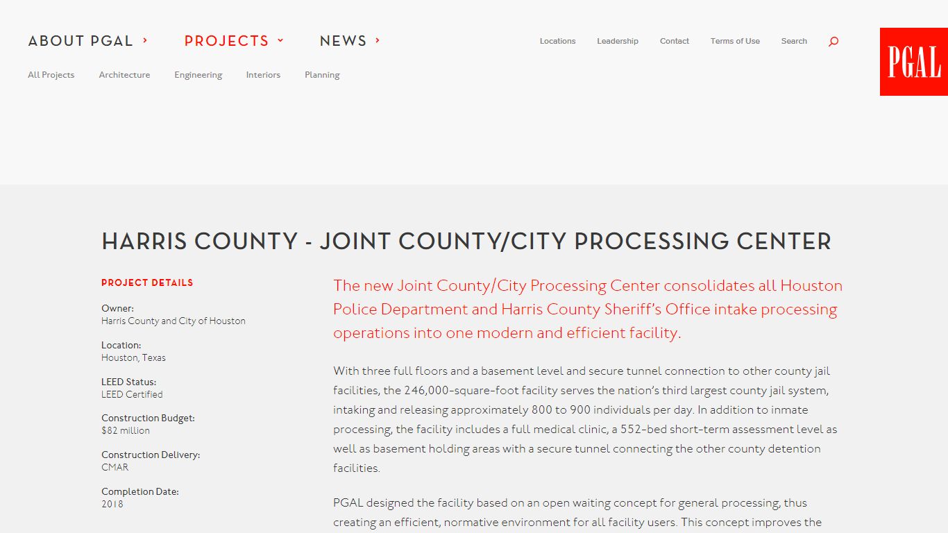 Harris County - Joint County/City Processing Center | PGAL